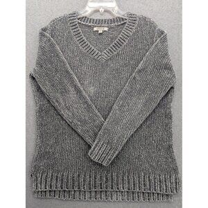 Orvis Sweater Womens Large Gray V Neck Chenille Knit Pullover Soft F20
